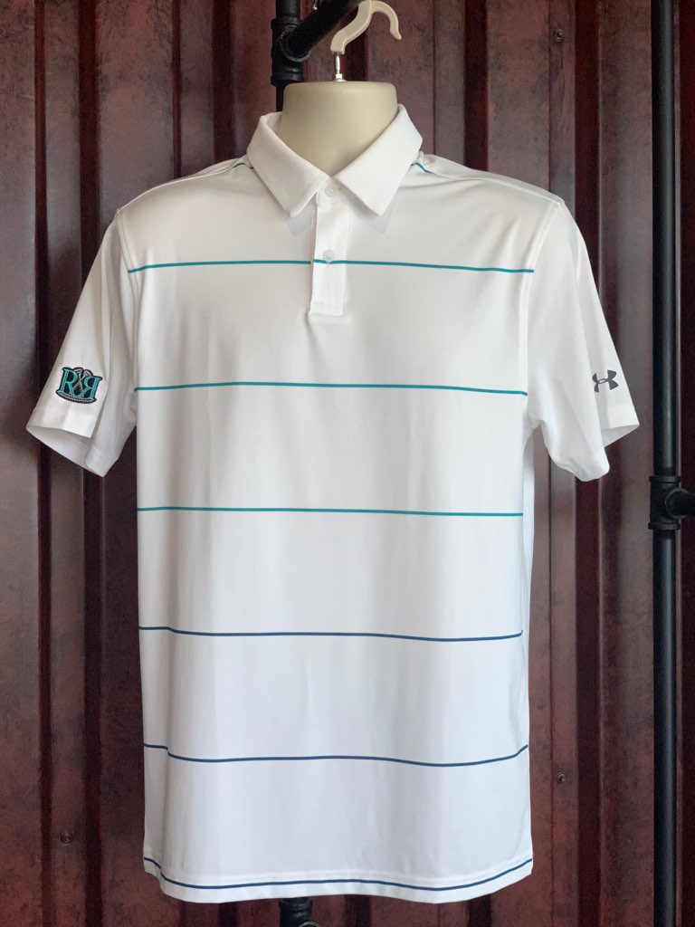 Men's Under Armour White With Blue Stripe - Rusted Rail Golf Club